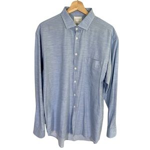 Billy Reid 2XL Standard Cut Light Blue Long Sleeve Button Up Shirt Made in Italy